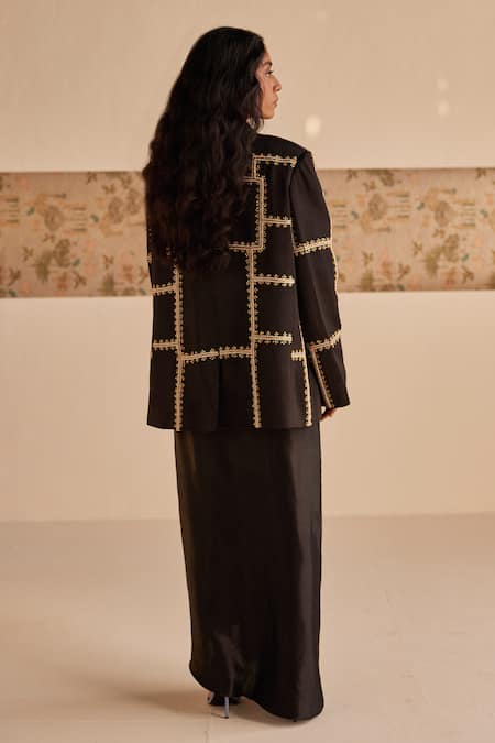 Esha Arora Zardozi Embroidered Blazer Dhoti Skirt Set 