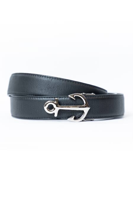Vantier Brown Solid Arrow Buckled Sleek Leather Belt