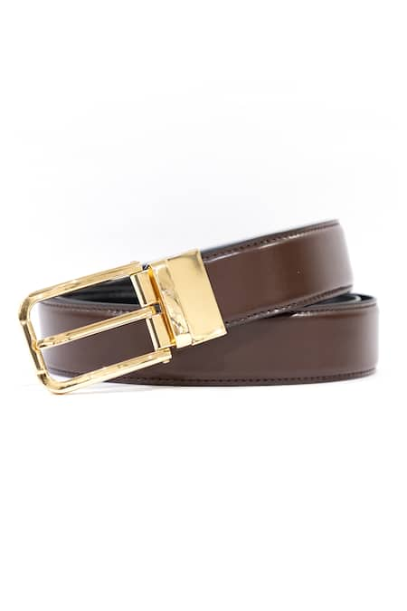 Vantier Reversible Leather Buckled Belt 