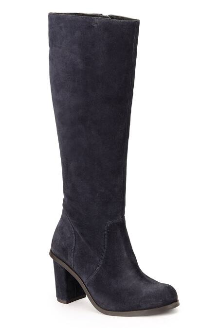 Shop_Dang Shoes_Blue Iolanda Plain Round Toe Long Boots _at_Aza_Fashions