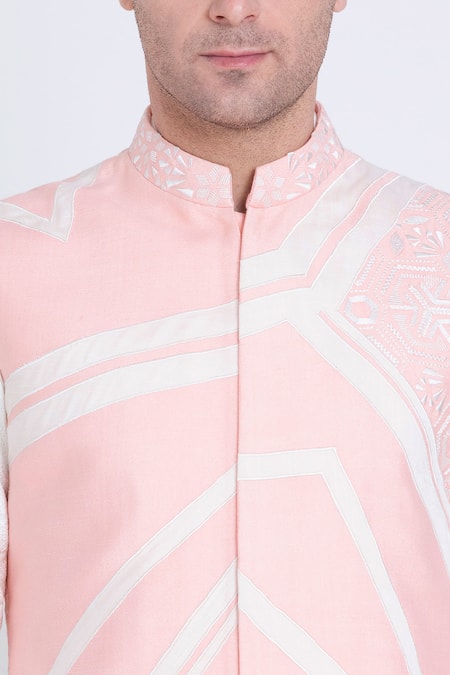 Arun Verma_Pink Silk Embroidery Astrid Fleur Bundi_at_Aza_Fashions