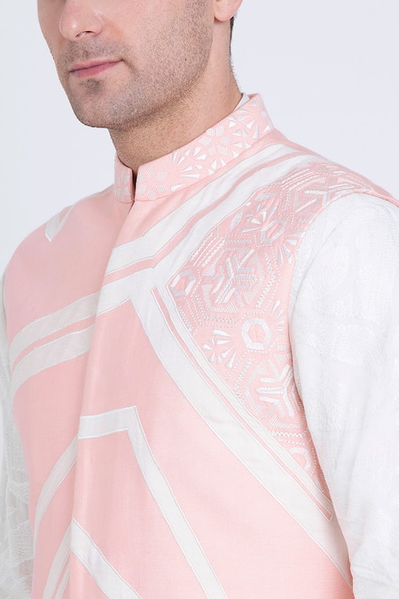 Buy_Arun Verma_Pink Silk Embroidery Astrid Fleur Bundi