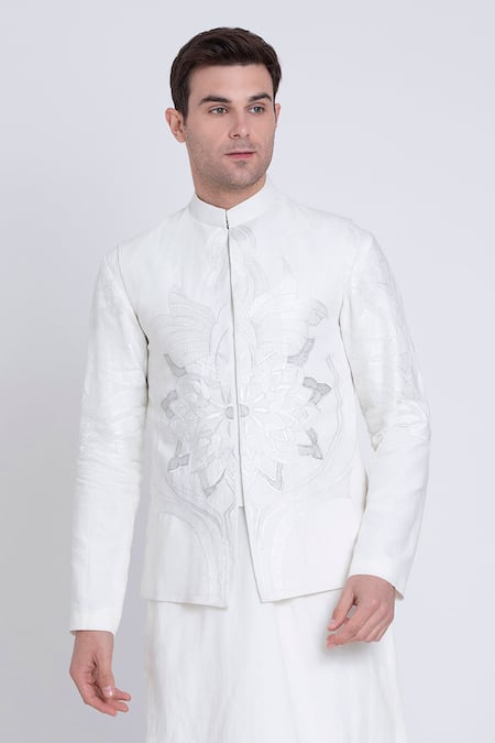 Arun Verma Ivory Linen Embroidery Mosaic Kurta With Pant Online at Aza Fashions Arun Verma_Ivory Linen Embroidery Mosaic Kurta With Pant _Online_at_Aza_Fashions