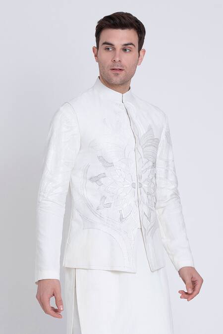 Buy Arun Verma Ivory Linen Embroidery Mosaic Kurta With Pant Online at Aza Fashions Buy_Arun Verma_Ivory Linen Embroidery Mosaic Kurta With Pant _Online_at_Aza_Fashions