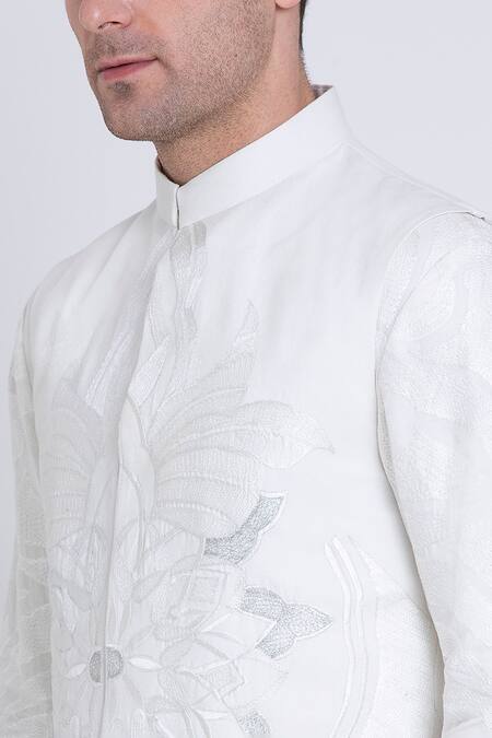 Arun Verma Ivory Linen Embroidery Mosaic Kurta With Pant at Aza Fashions Arun Verma_Ivory Linen Embroidery Mosaic Kurta With Pant _at_Aza_Fashions