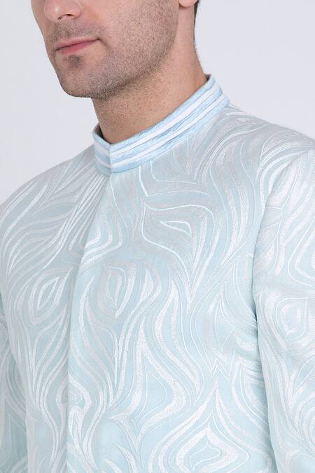 Buy Arun Verma Blue Silk Embroidery Petal Swirl Resham Bandhgala Online at Aza Fashions Buy_Arun Verma_Blue Silk Embroidery Petal Swirl Resham Bandhgala _Online_at_Aza_Fashions