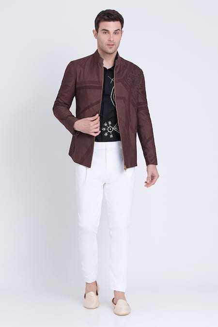 Arun verma Front Zipper Embroidered Jacket 