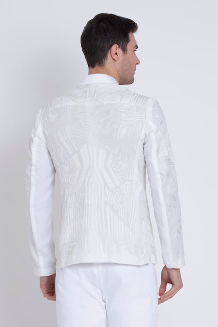 Shop Arun Verma White Linen Embroidery Aari Jacket at Aza Fashions Shop_Arun Verma_White Linen Embroidery Aari Jacket _at_Aza_Fashions