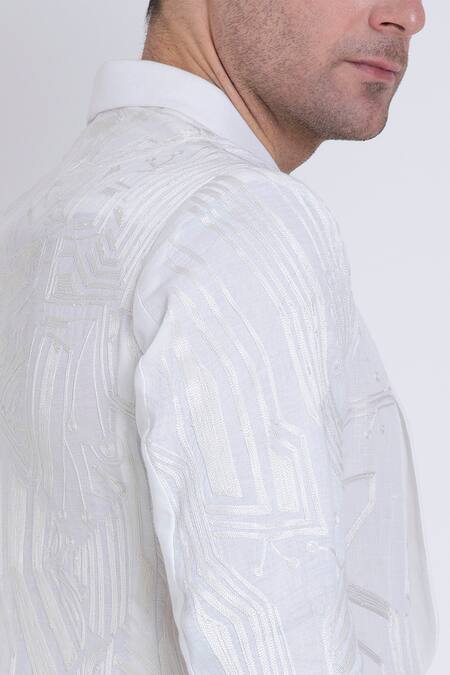 Arun Verma White Linen Embroidery Aari Jacket Online at Aza Fashions Arun Verma_White Linen Embroidery Aari Jacket _Online_at_Aza_Fashions