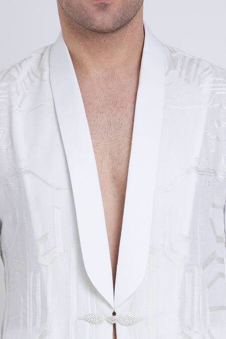 Arun Verma White Linen Embroidery Aari Jacket at Aza Fashions Arun Verma_White Linen Embroidery Aari Jacket _at_Aza_Fashions