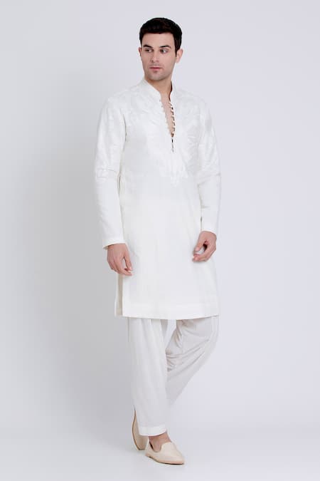 Arun verma Geometric Resham Embroidered Kurta With Draped Pant 