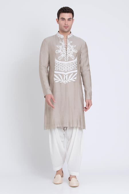 Arun verma Patch Embroidered Straight Kurta With Dhoti Pant 