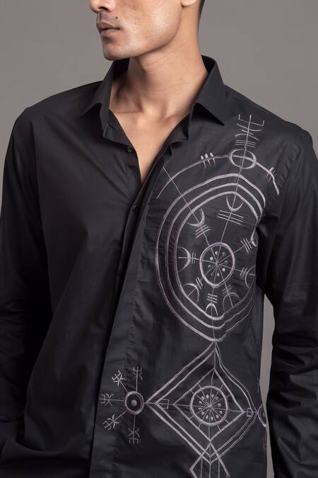 Buy Arun Verma Black Cotton Embroidery Thread Shirt Online at Aza Fashions Buy_Arun Verma_Black Cotton Embroidery Thread Shirt _Online_at_Aza_Fashions