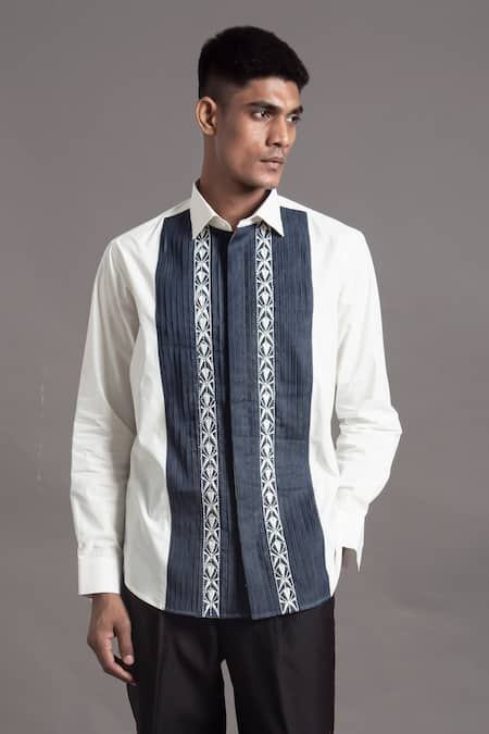 Arun verma Pintuck Detailed Embroidered Shirt 