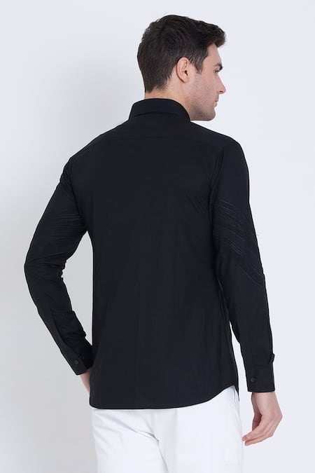 Arun Verma Geometric Embroidered Patch Shirt 