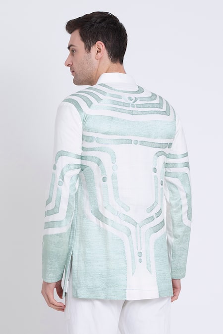 Arun Verma Geometric Embroidered Short Kurta & Pant Set 