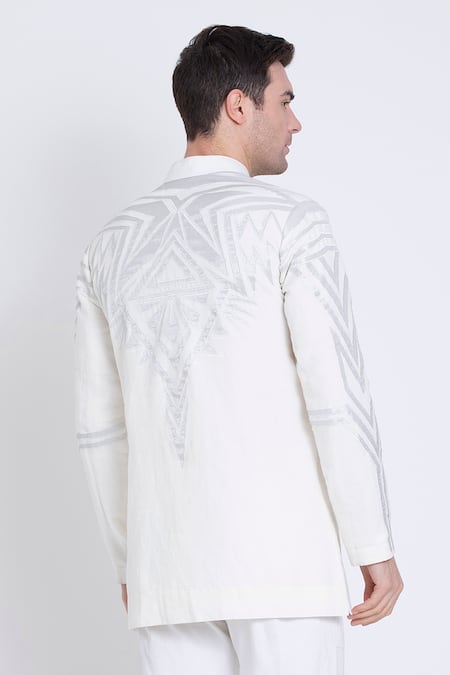 Arun Verma Linen Floral Applique Embroidered Kurta Set 