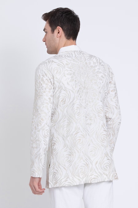 Arun Verma Linen Resham Embroidered Kurta Set 