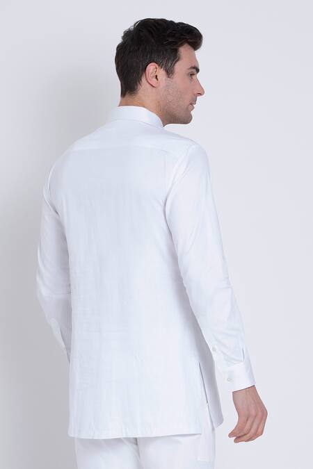 Arun Verma Geometric Yoke Embroidered Shirt 