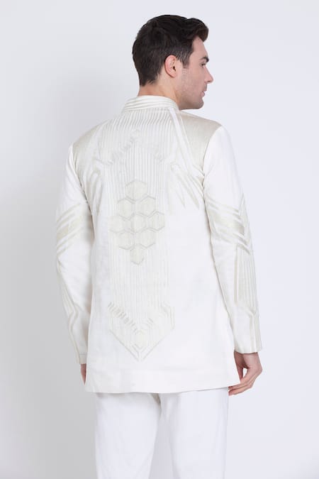 Arun Verma Silk Resham Embroidered Kurta & Pant Set 