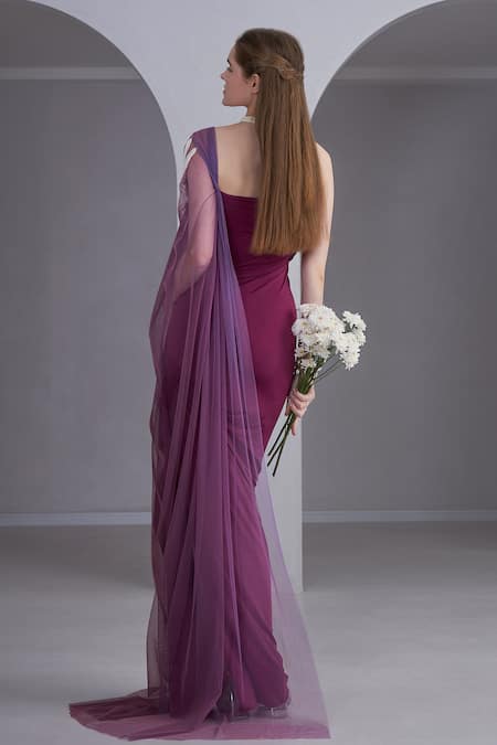 Naina Seth Pearl Embellished One Shoulder Gown 