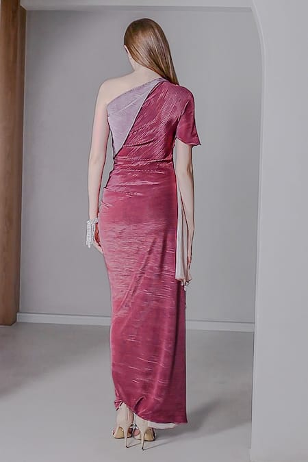 Naina Seth Pearl Tassel Embellished Ombre Gown 