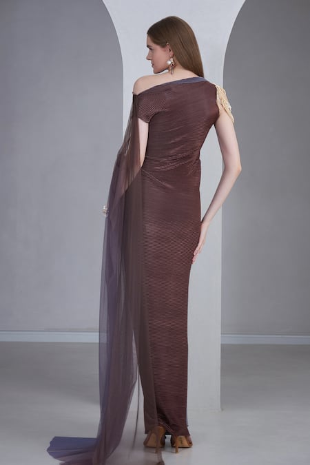 Naina Seth Draped Textured Gown 