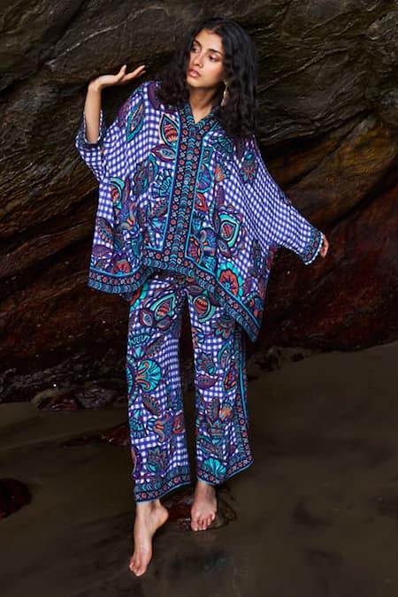 Dash And Dot Checkered Print Boxy Shirt & Pant Set 