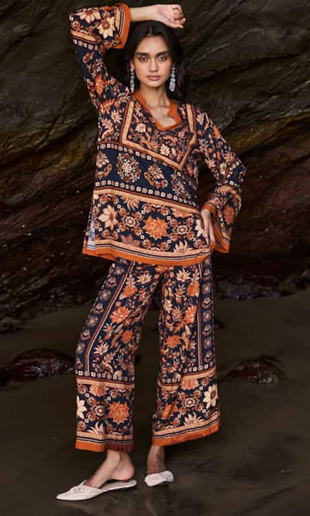 Dash and Dot Earth Toned Printed Top & Pant Set 