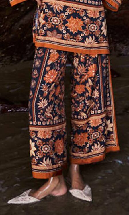 Buy Dash And Dot Black Viscose Embroidery Bandeau Neck Earth Toned Printed Top And Pant Set Online at Aza Fashions Buy_Dash And Dot_Black Viscose Embroidery Bandeau Neck Earth Toned Printed Top And Pant Set _Online_at_Aza_Fashions