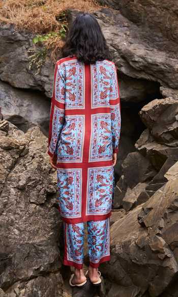 Dash And Dot Paisley Print Longline Shirt Kurta & Pant Set 