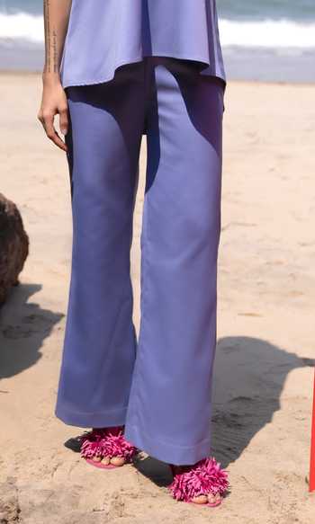 Dash And Dot_Purple Cotton, Polyester, Viscose Sweetheart Neck Top And Pant Set _at_Aza_Fashions