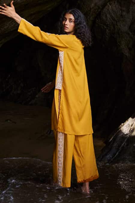 Dash And Dot Side Embroidered Top & Pant Set 