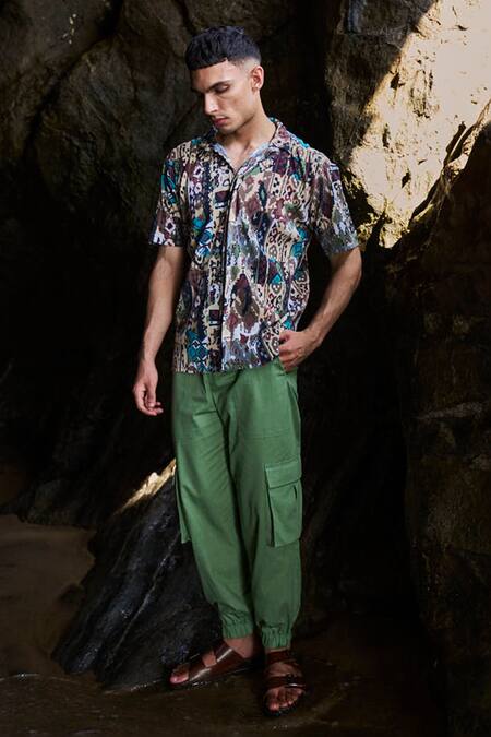 Buy Dash And Dot Multi Color Polyester Embroidery Tribal Print Pleated Shirt Online at Aza Fashions Buy_Dash And Dot_Multi Color Polyester Embroidery Tribal Print Pleated Shirt _Online_at_Aza_Fashions