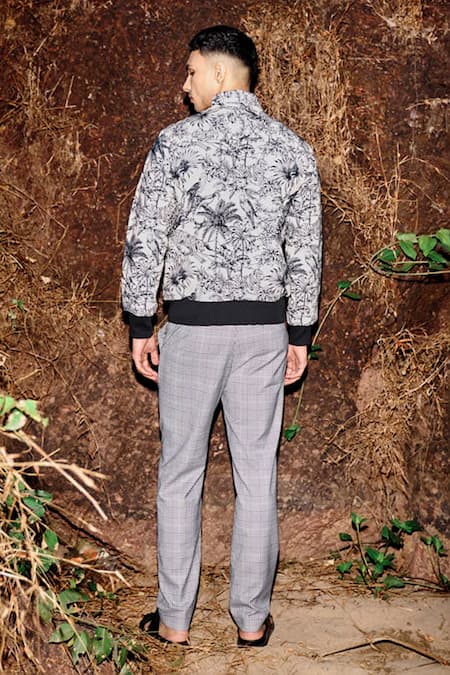 Shop_Dash And Dot_Ivory Cotton Jungle Jacquard Bomber Jacket _at_Aza_Fashions