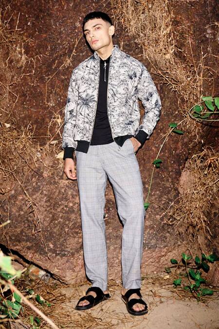 Buy_Dash And Dot_Ivory Cotton Jungle Jacquard Bomber Jacket _Online_at_Aza_Fashions