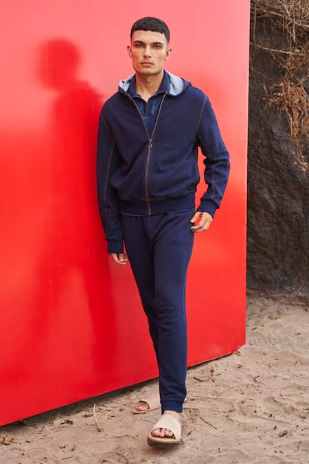 Shop Dash And Dot Blue Cotton Jogger Pant Online at Aza Fashions Shop_Dash And Dot_Blue Cotton Jogger Pant _Online_at_Aza_Fashions