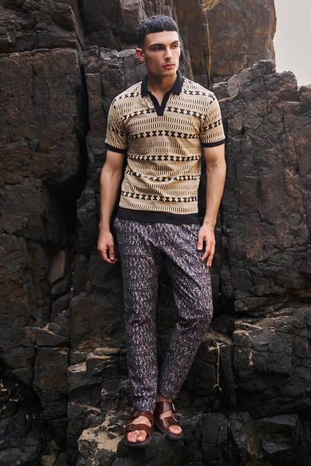Buy Dash And Dot Black Cotton Ikat Print Pant Buy_Dash And Dot_Black Cotton Ikat Print Pant