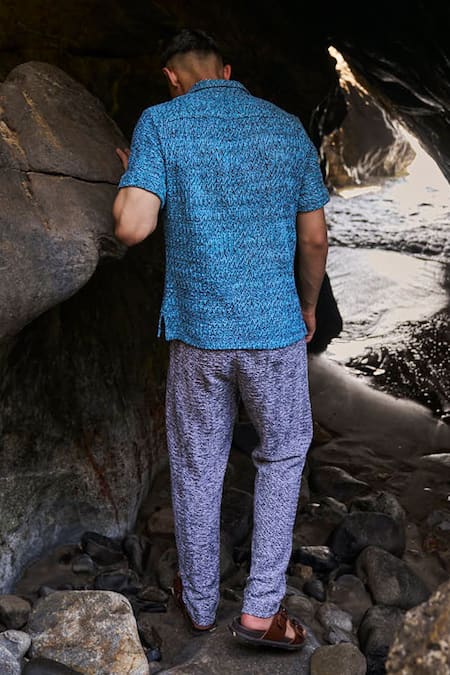 Shop Dash And Dot Grey Cotton, Polyester Twisted Knit Textured Pant at Aza Fashions Shop_Dash And Dot_Grey Cotton, Polyester Twisted Knit Textured Pant _at_Aza_Fashions