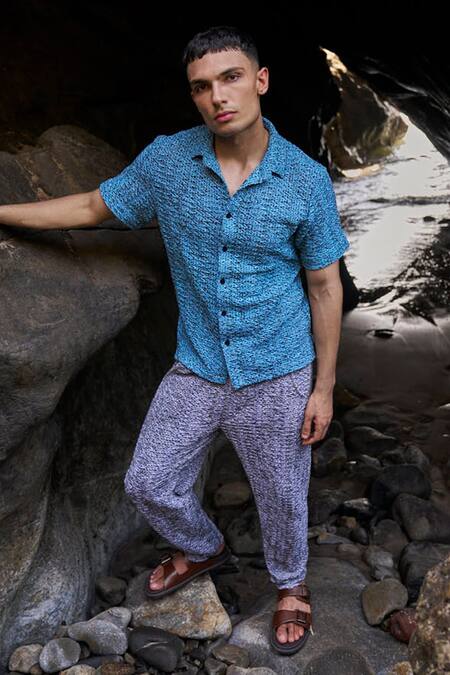 Dash And Dot Grey Cotton, Polyester Twisted Knit Textured Pant Online at Aza Fashions Dash And Dot_Grey Cotton, Polyester Twisted Knit Textured Pant _Online_at_Aza_Fashions