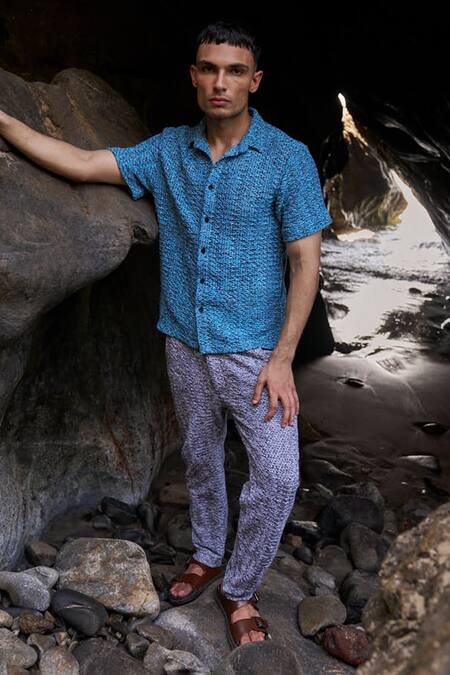 Buy Dash And Dot Grey Cotton, Polyester Twisted Knit Textured Pant Online at Aza Fashions Buy_Dash And Dot_Grey Cotton, Polyester Twisted Knit Textured Pant _Online_at_Aza_Fashions