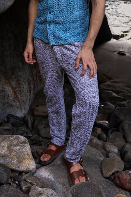 Shop Dash And Dot Grey Cotton, Polyester Twisted Knit Textured Pant Online at Aza Fashions Shop_Dash And Dot_Grey Cotton, Polyester Twisted Knit Textured Pant _Online_at_Aza_Fashions