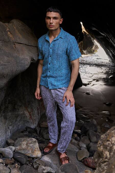 Dash And Dot Grey Cotton, Polyester Twisted Knit Textured Pant at Aza Fashions Dash And Dot_Grey Cotton, Polyester Twisted Knit Textured Pant _at_Aza_Fashions