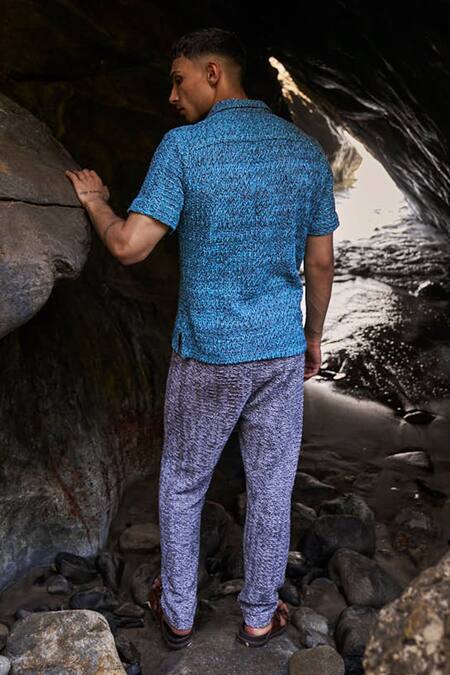 Buy Dash And Dot Grey Cotton, Polyester Twisted Knit Textured Pant Buy_Dash And Dot_Grey Cotton, Polyester Twisted Knit Textured Pant