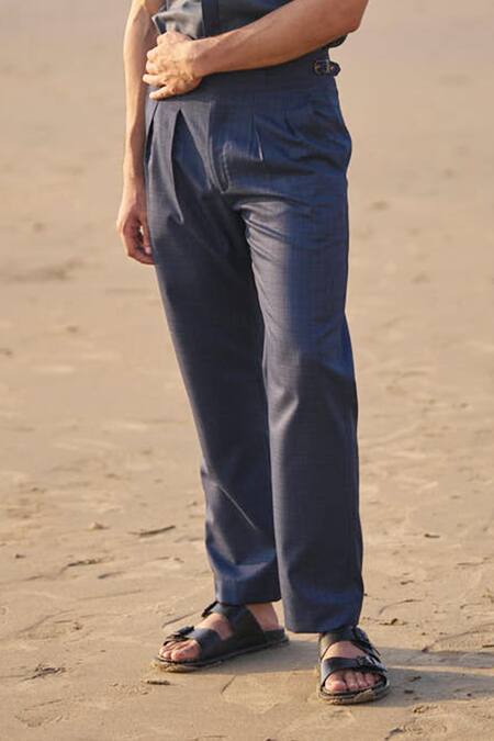 Buy Dash And Dot Blue Viscose, Polyester Checkered Shirt And Pant Co-ord Set Buy_Dash And Dot_Blue Viscose, Polyester Checkered Shirt And Pant Co-ord Set