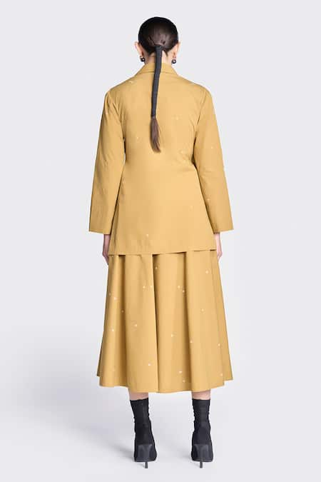 Shop Shahin Mannan Gold Poplin Embroidery Circular Skirt at Aza Fashions Shop_Shahin Mannan_Gold Poplin Embroidery Circular Skirt _at_Aza_Fashions