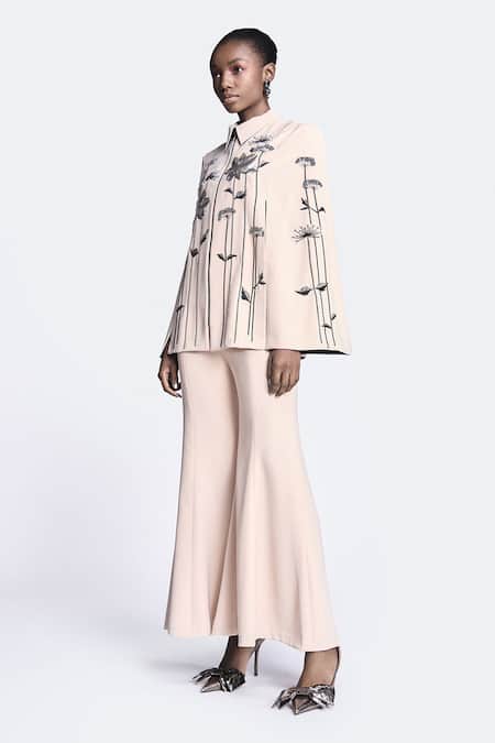 Buy Shahin Mannan Beige Crepe Plain Bell Bottom Pant Online at Aza Fashions Buy_Shahin Mannan_Beige Crepe Plain Bell Bottom Pant _Online_at_Aza_Fashions