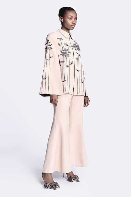 Shop Shahin Mannan Beige Crepe Plain Bell Bottom Pant Online at Aza Fashions Shop_Shahin Mannan_Beige Crepe Plain Bell Bottom Pant _Online_at_Aza_Fashions