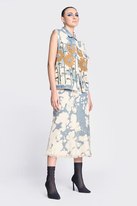 Shahin Mannan Denim Pencil Skirt 