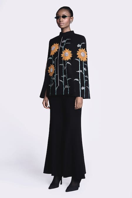 Shahin Mannan Sunflower Hand Embroidered Cape With Pant 